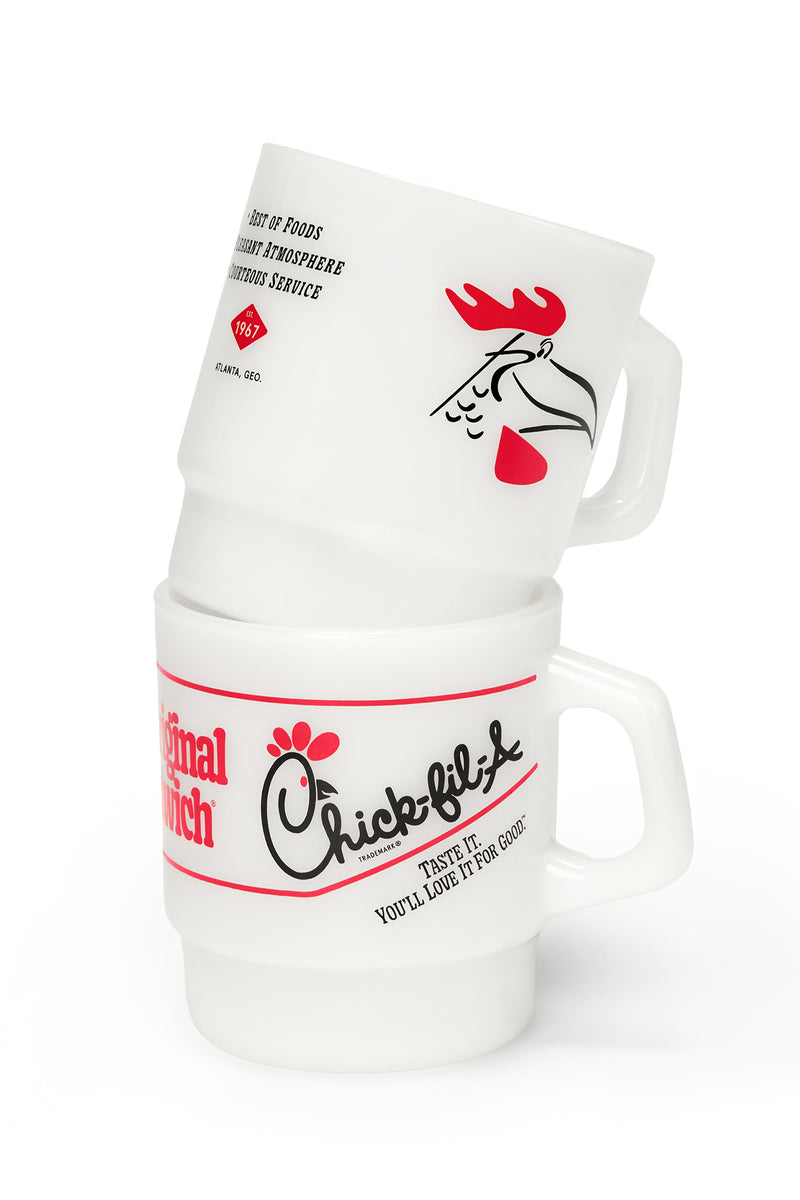 Home of the Original Chicken Sandwich Milk Glass Mug - Set of 2